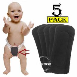 Babymoon Premium Bamboo 5 Layer Charcoal Wetfree Reusable Washable Cotton Diaper Nappy Insert Grey - Pack of 5-1