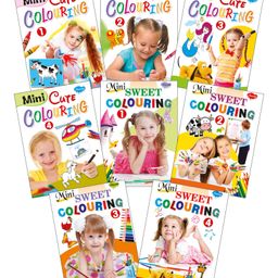 Mini Colouring Books Pack of 8 - English-23