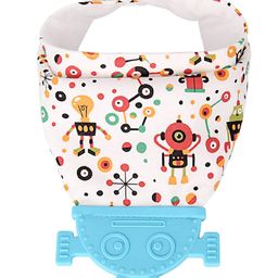 Vismiintrend Baby Bandana Drool Bib With Attached Teether Robot Print - Blue-picture-12
