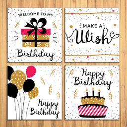 Wens Birthday Wishes Sparkle Laminated Wall Panels Set of 4 - Multicolor-image-90