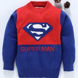 Mom's Love Full Sleeves Pullover Sweater Superman Design - Red Blue-image-68