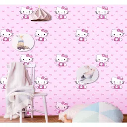 Oren Empower Kitty Design Decorative Wallpaper - Pink-picture-32
