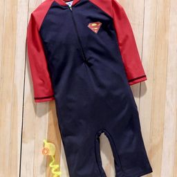 Mom's Love Full Sleeves Legged Swimsuit Superman Logo Print - Blue-image-44