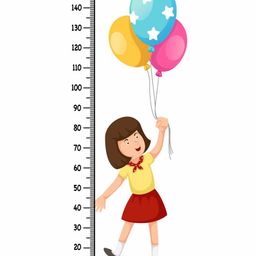 WENS Removable Height Measurement Wall Sticker Girl with Balloons Print - Multicolor-picture-9