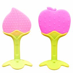 The Little Lookers Baby Teether Apple & Peach Shape Pack of 2 - Pink-11