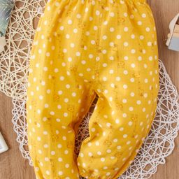 Kookie Kids Full Length Lounge Pant Dot & Giraffe Print - Yellow-image-12