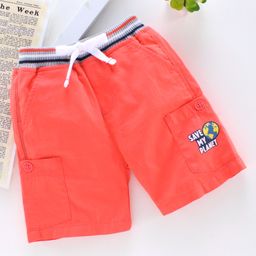 Babyhug Shorts With Drawstring Text Print - Orange-image-43