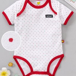 Wow Clothes Half Sleeves Printed Onesie  - White-18