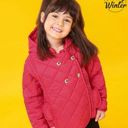 Babyoye Woven Polyester Hoodie - Red-image-13