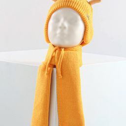 Babuhug Cable Knit Cap with Muffler - Yellow-image-58
