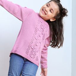 Babyhug Full Sleeves Pullover Sweater Self Design - Pink-image-2