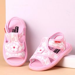 Cute Walk by Babyhug Sandals Floral Patch - White Pink-picture-34