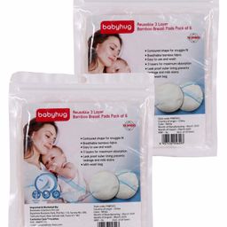 Babyhug Reusable 3 Layer Bamboo Breast Pads - Pack of 6 Combo-18