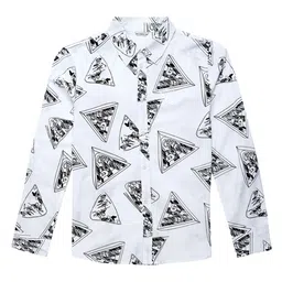 GUESS kids Boys Spread Collar Conversational Printed Cotton Casual Shirt-image-12