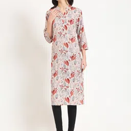 Divena Women Floral Printed Mandarin Collar Straight Kurta-picture-50