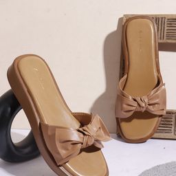 Mast & Harbour Embellished PU Comfort Sandals with Bows-51