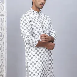 Jompers Men Printed Thread Work Floral Anarkali Kurta-image-35