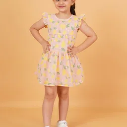 HERE&NOW Girls Printed Flutter Sleeve A-Line Dress-image-69