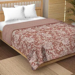 Anadhika Brown Floral AC Room Double Bed Dohar-image-94