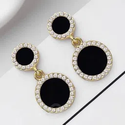 DressBerry Gold-Plated Artificial Stones Studded Circular Shaped Drop Earrings-40