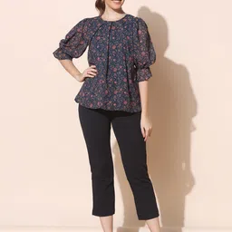 BAESD Floral Print Puff Sleeve Georgette Top-image-70