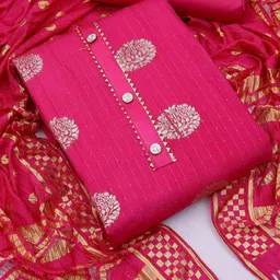 RUDRAA FAB Ethnic Motifs Woven Design Sequinned Jaquard Unstitched Dress Material-picture-13