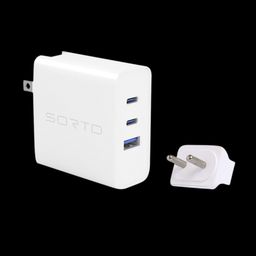 Sortd GaN 65W Type A & Type C 3-Port Fast Charger (Adapter Only, 13 Safety Protection, White) image 3
