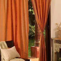 Peepul Tree Set of 2 Floral Solid Door Curtain-43