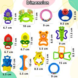Wishkey Shake & Grab Rattles and Teethers Pack of 12 - Multicolor image 2