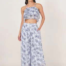 U&F Floral Printed Crop Top With Trousers Co-Ords-picture-34