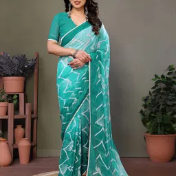 WINKLECART Pure Georgette Block Print Saree-picture-2