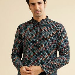 Manyavar Men Embroidered Regular Sequinned Kurta with Pyjamas image 2