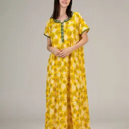 evolove Women Floral Printed Maxi Nightdress-image-67