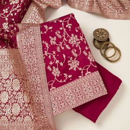 Koskii Floral Woven Design Beads and Stones Unstitched Dress Material-image-46
