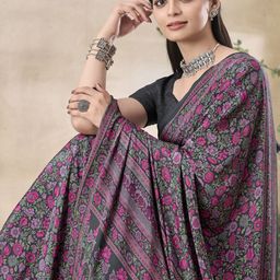 Anouk Rustic Floral Poly Crepe Bagru Saree-62