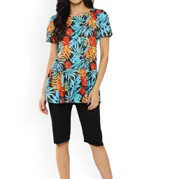 Aarika Plus Size Floral Printed Swim Suit With Goggle-56