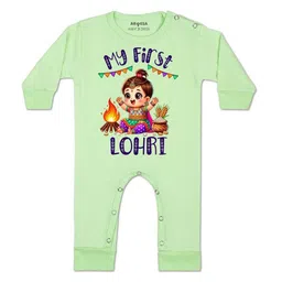 Arvesa Kids-Unisex Green Cotton Rompers-picture-8