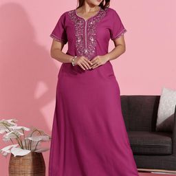 9shines Label Embroidered Maxi Nightdress-image-24