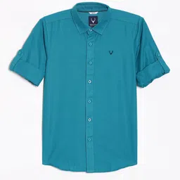 Allen Solly Junior Boys Spread Collar Solid Cotton Slim Fit Casual Shirt-image-89