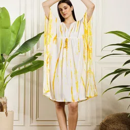 HANDICRAFT PALACE WomenTie & Dye Printed Kaftan Nightdress-image-50