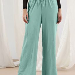 Selvia Women Relaxed Straight Leg Mid-Rise Easy Wash Regular Trousers-image-42