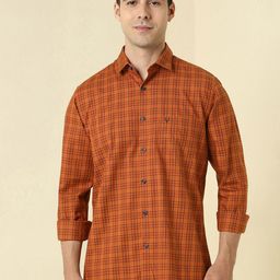 Allen Solly Men Tartan Checked Spread Collar Cotton Casual Shirt-picture-42