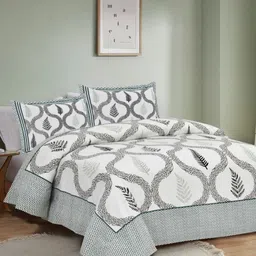 BED-SHEET.COM Sea Green & White Printed 240TC Cotton King Bedsheet Set 2.54 m x 2.74 m-picture-20