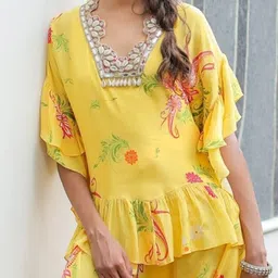 Foram Patel Printed Short Sleeves Top & Trouser Co-Ords image 2