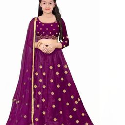F Plus Fashion Girls Purple Lehenga Choli-image-3