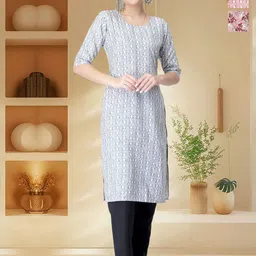 HERE&NOW Selection Of 3 Geometric Printed Round Neck Straight Kurtas-image-87
