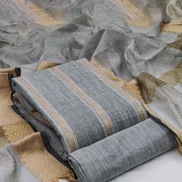HERE&NOW Geometric Woven Design Zari Work Unstitched Dress Material-picture-12
