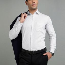 Richlook Men Classic Slim Fit Micro Checked Spread Collar Cotton Formal Shirt-image-4