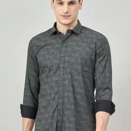 Duke Men Slim Fit Floral Printed Spread Collar Cotton Casual Shirt-image-85