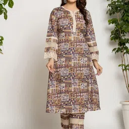 MissKurti Women Ethnic Motifs Printed Regular Pure Cotton Kurta with Palazzos-15